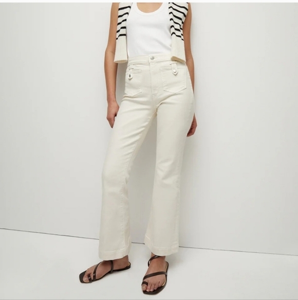 Veronica Beard Carson Ankle Kick Flare High Rise Patch Pocket Jeans Size 29 - Picture 2 of 16